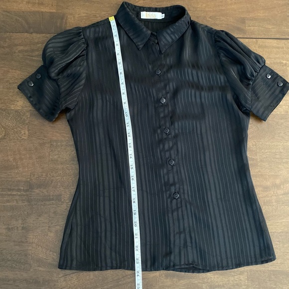 KRIZIA Black Sheer Buttoned Blouse Puffy Sleeves - Picture 4 of 8